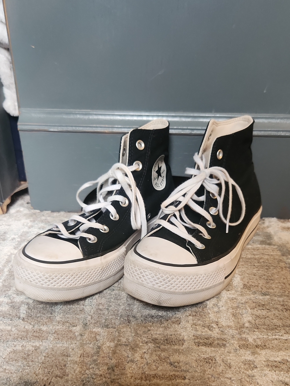 Converse Chuck Taylor Black and White High Top Platform Sneakers